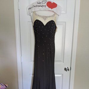 Formal Prom Pagent Long Black Tiffany Dress